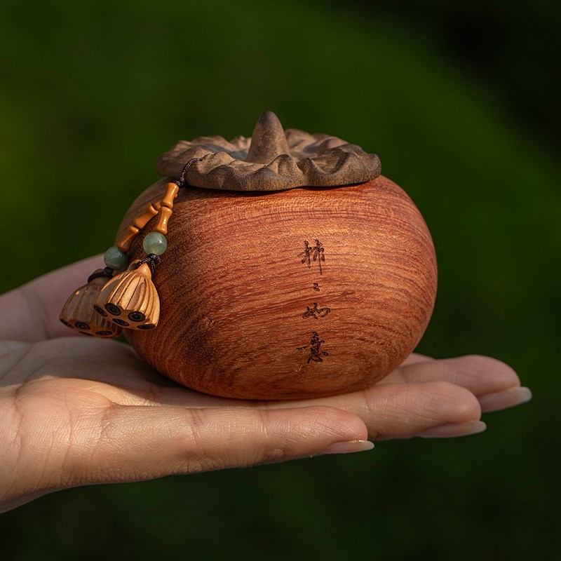 天然木质柿柿如意汽车中控台摆件扩香器香薰精油柿子家居卧室饰品