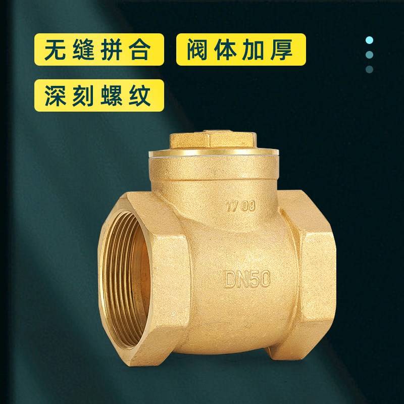全铜止回阀双内丝卧式单向阀水表止逆阀自来水管阀门铜4分6分1寸