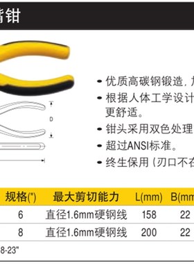 史丹利DYNAGRIP双色柄弯嘴钳6寸STHT84071-8-23/8寸84072-8-23