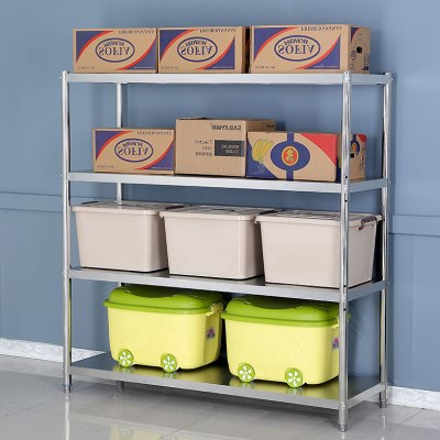 304不锈钢厨房置物架家用货架收纳微波炉菜架子落地式四层可定制