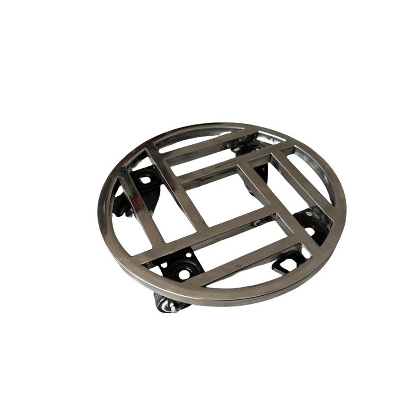 不锈钢新花架盆景架基础万能轮大花盆圆形移动底盘托盘龟车