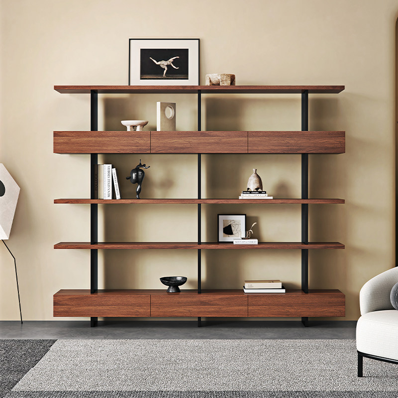 中古客厅书架书柜靠墙实木展示架
