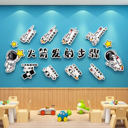 布国主题教室爱主装饰国庆幼儿园班级环创科技置题地图文化墙贴画