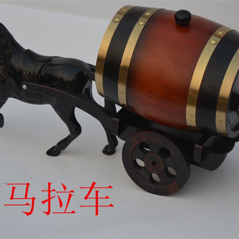 马拉车橡木酒桶1.5L3L5L马拉车酒桶摆件马车装饰酒桶可装酒
