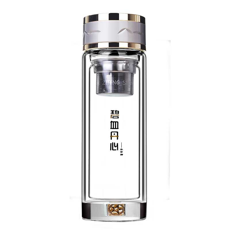 加厚水晶双层玻璃杯便携商务时尚隔热防烫透明男士泡茶水杯