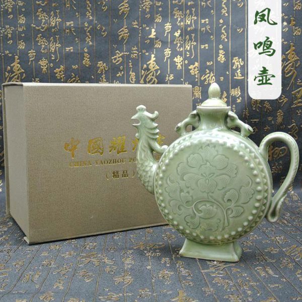 耀州窑瓷器凤鸣壶 家居装饰商务外事礼品实用酒具摆件陕西特色送