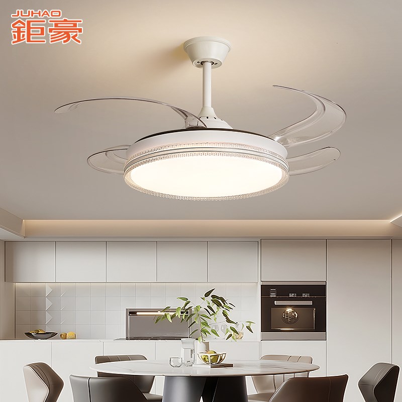 隐形吊扇灯一体餐厅客厅卧室饭厅E简约遥控北欧带电灯风扇吊灯
