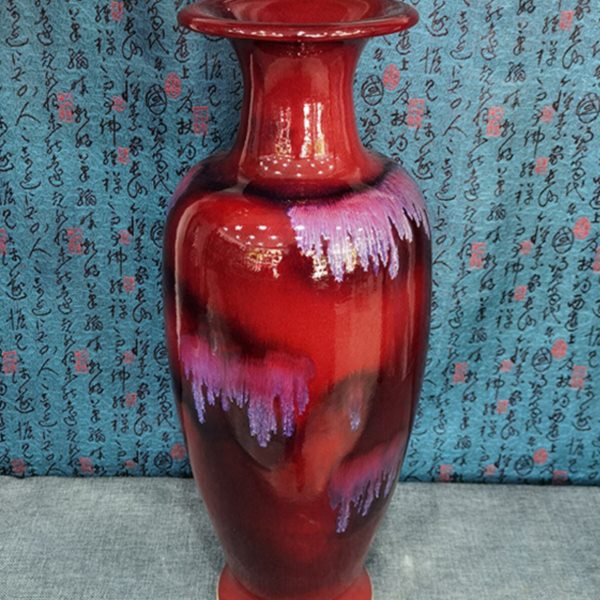 钧瓷窑变花瓶摆件大号陶瓷观音瓶乔迁开业礼品家居客厅办公室装