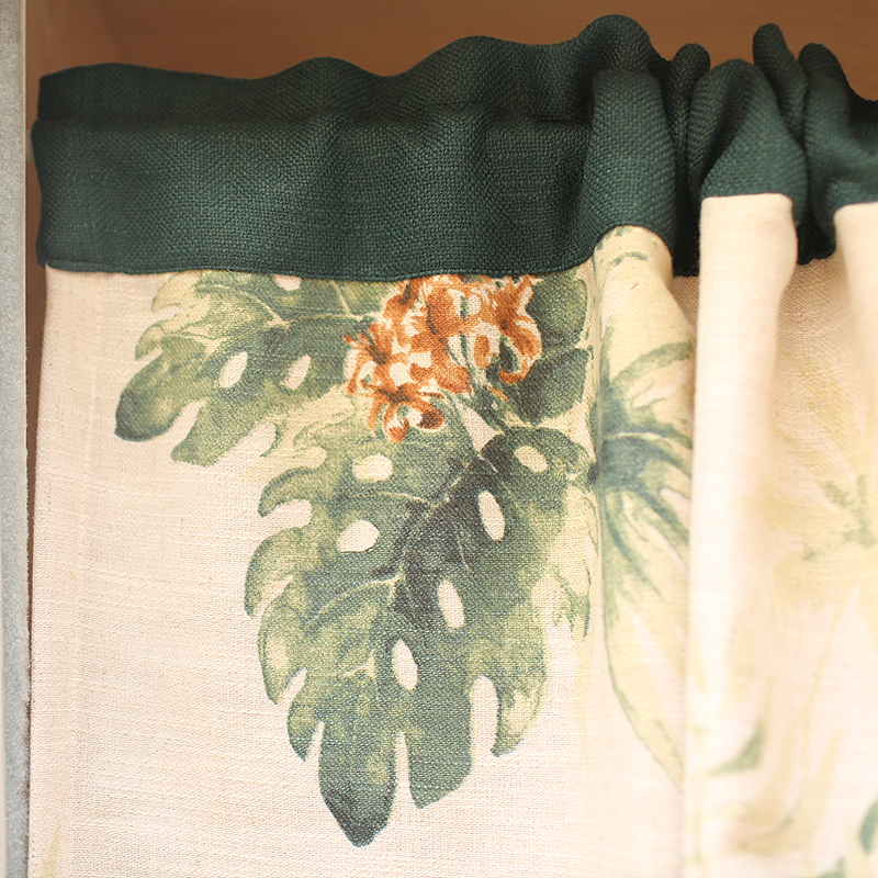 鸢尾乡旅绿色植物短帘门帘小y窗帘隔断帘柜子咖啡帘穿杆帘免打孔