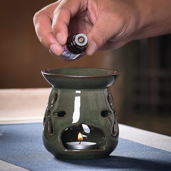 香薰灯蜡烛加热精油炉家用室内卧室创意手工陶瓷铁胎冰裂熏香加湿