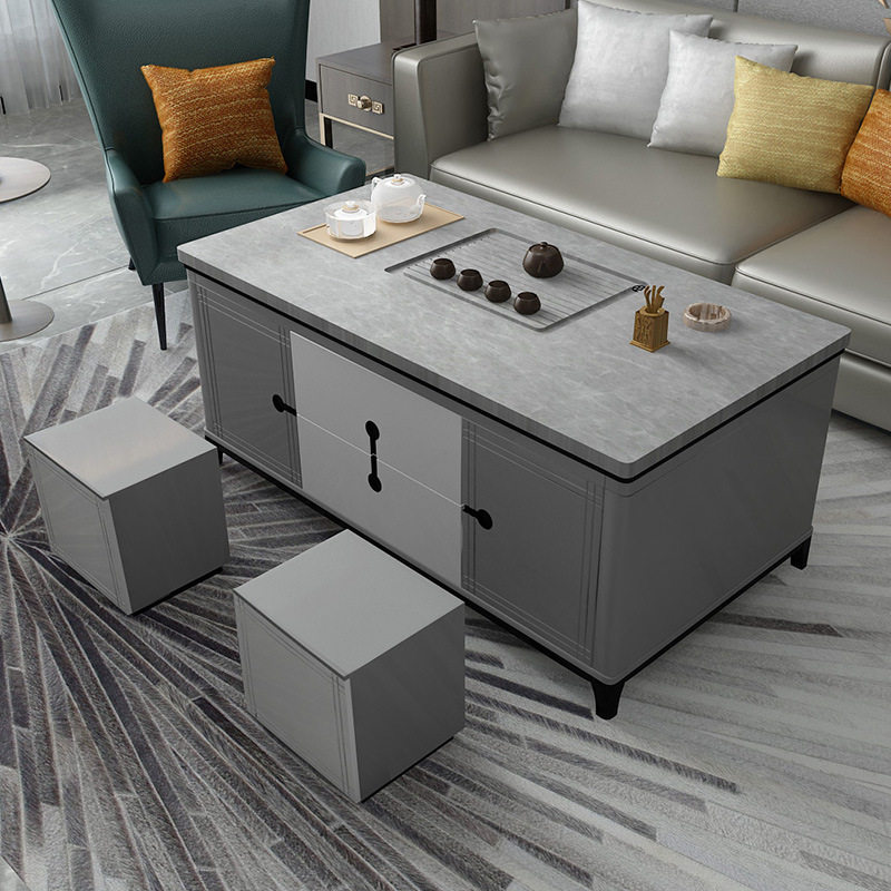 岩板功夫茶几电视柜组合大理石家具轻奢客厅全自动上水冲泡桌茶台