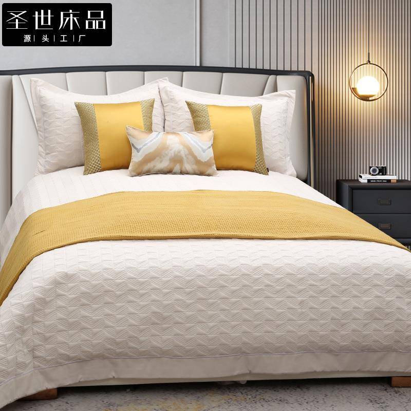 轻奢新中式极简现代样板间床品软装公司售楼部样板房床上用品