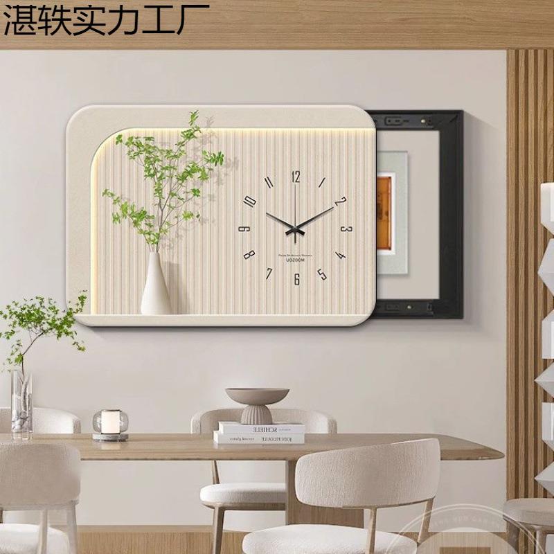 北欧奶油风绿植电表箱装饰画带时钟遮挡配电箱盖板餐厅弱电箱挂画