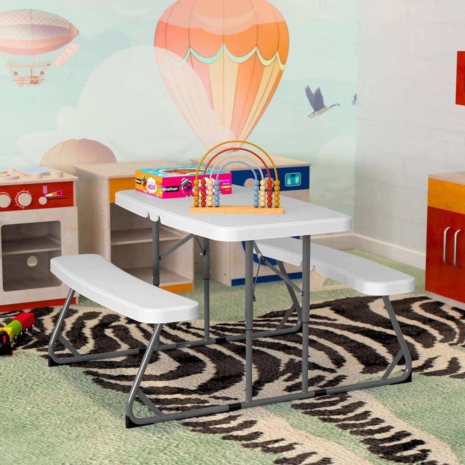 儿童桌椅组合吹塑HDPE塑料可折叠便携式桌椅套装室内外门口通用桌