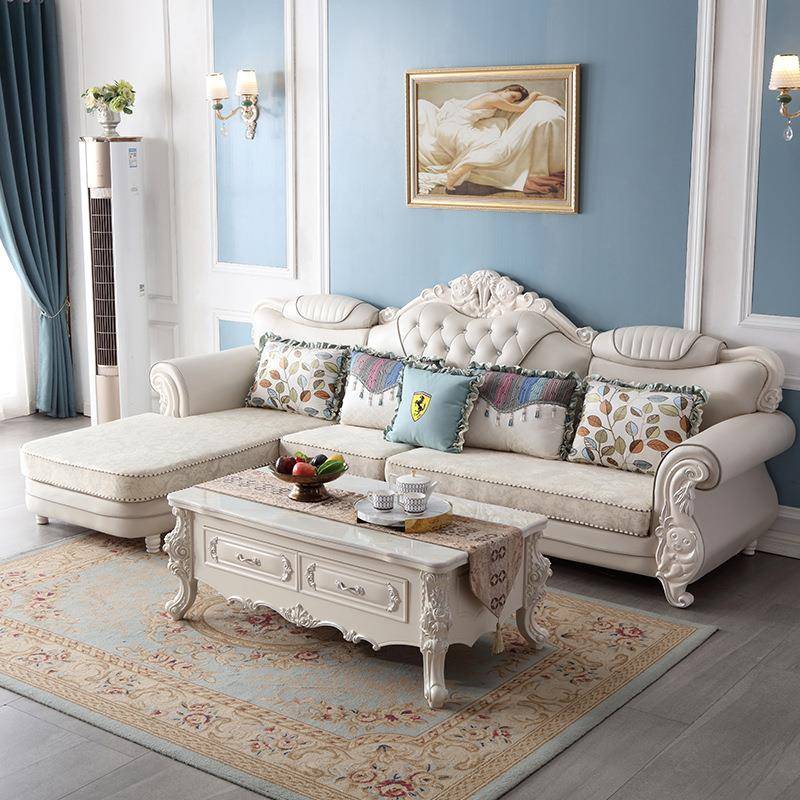 欧式布艺沙发L型客厅沙发组合大小户型客厅转角贵妃免洗科技布