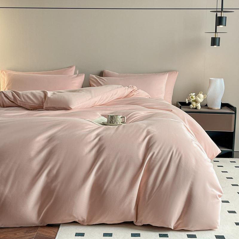 加厚全棉磨毛四件套纯棉2025新款秋冬季被套床单纯色床上用品4