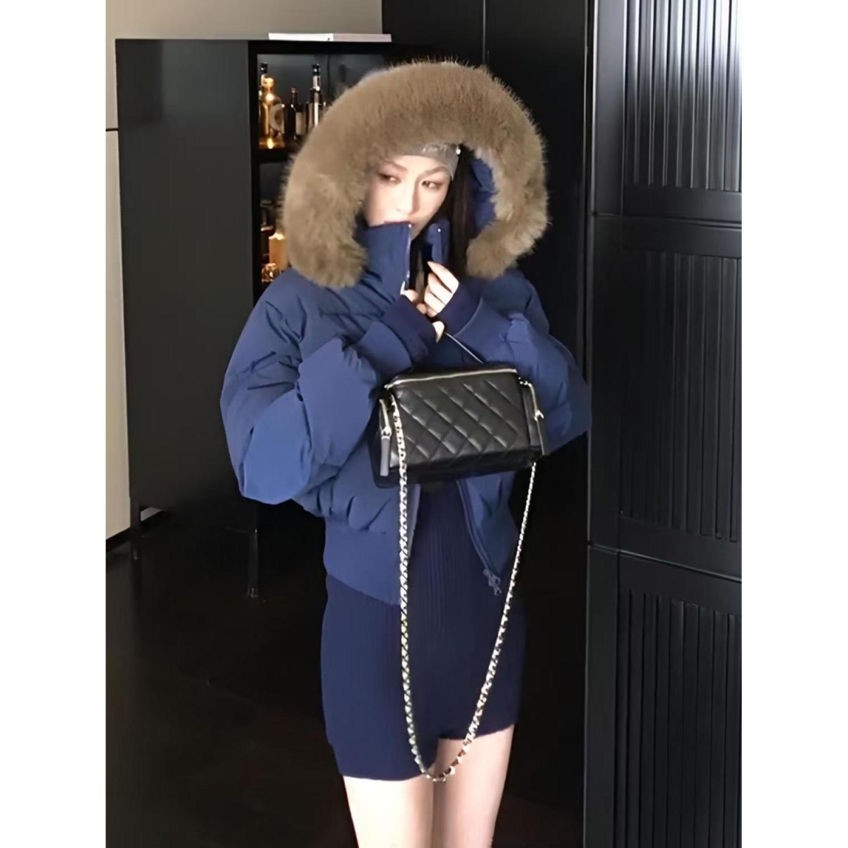 爆款羽绒棉服女大毛领连帽棉衣短款加厚上衣外套潮流面包服