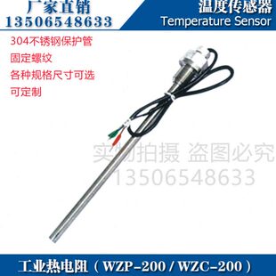 WZP 200热电阻PT100铂电阻CU50铜电阻温度传感器 200 热电偶WZC