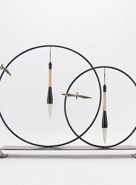 现代新中式毛笔架摆件禅意书房笔挂件书桌办公室简约家居软装饰品