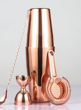 美式工具4件套不锈钢调酒套装 波士顿摇酒壶调酒器雪克杯Shaker