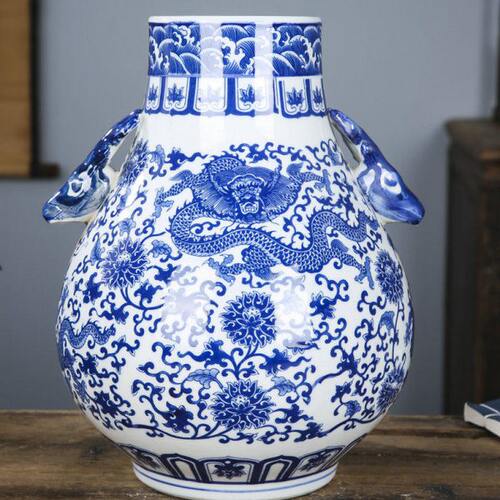 特价 景德镇陶瓷器 青花瓷 缠枝莲 全手工 花瓶 天球瓶 中大号