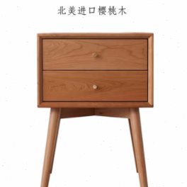 樱桃木床头柜北欧简约现代实木白橡木日式收纳床边小柜子储物柜