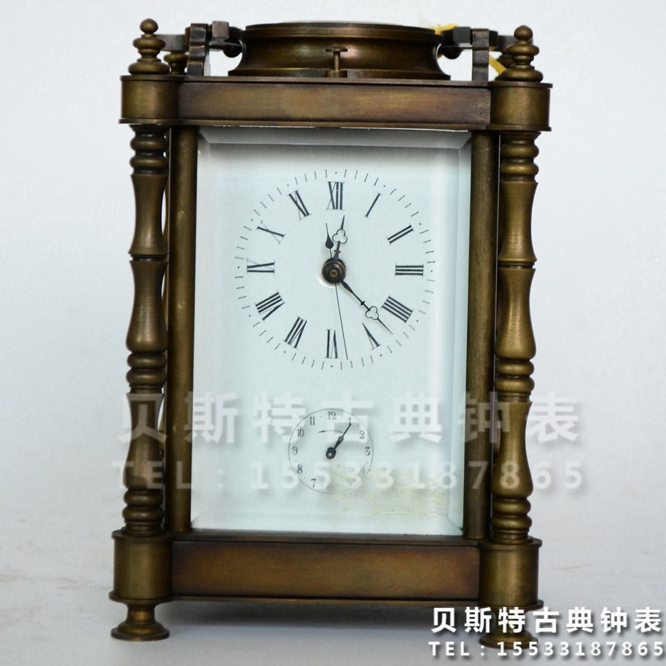 全铜仿古闹钟*四功能* 竹节皮套钟|老式机械座钟|骨架钟|铸铜钟表