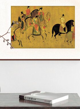 中式装饰画仿古做旧宣纸客厅酒店书房玄关挂画茶室国画床头背景画