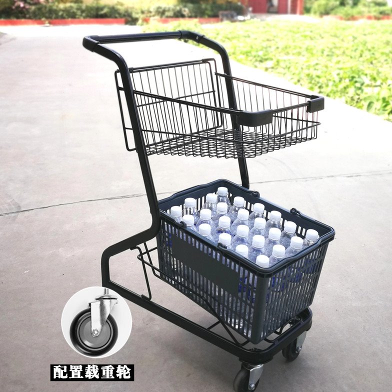 超市购物车手推车双层提篮车ktv酒水车 便利书店小推车小型购物车