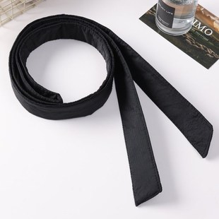 冬夹棉加厚腰带羽绒服装饰皮带日字扣绑带白色黑色哑光布腰带