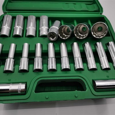 梅花套筒加长8cm大飞接口套头汽机修专用烙凡钢832整套12角盒装