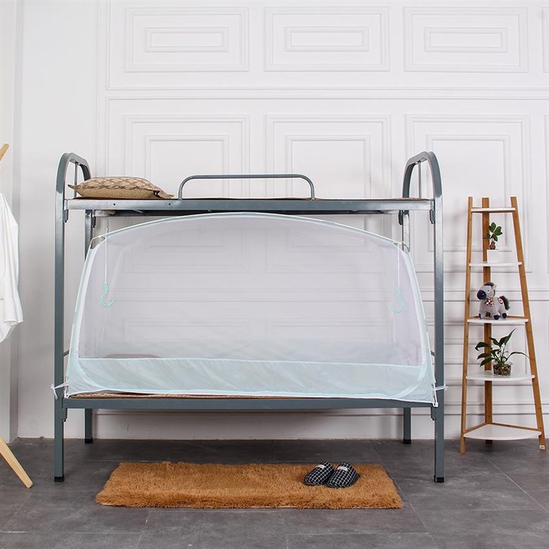 学生宿舍双层床上铺下铺拉链方顶加密铁架床单人床蒙古包全底蚊帐