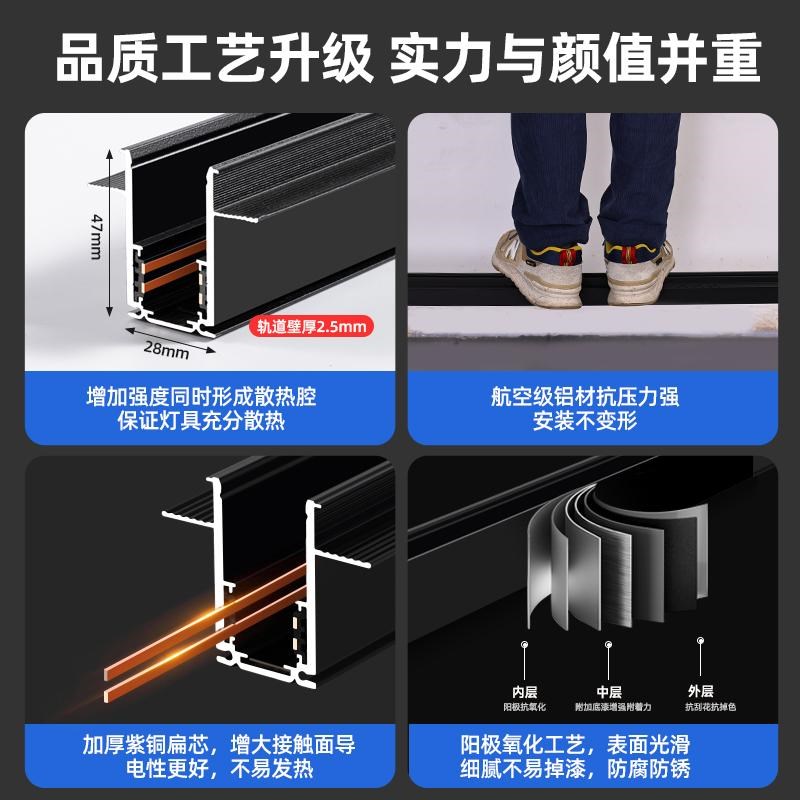 米家智能磁吸轨道灯无主灯客厅嵌入式无极调光全光谱护眼线性灯