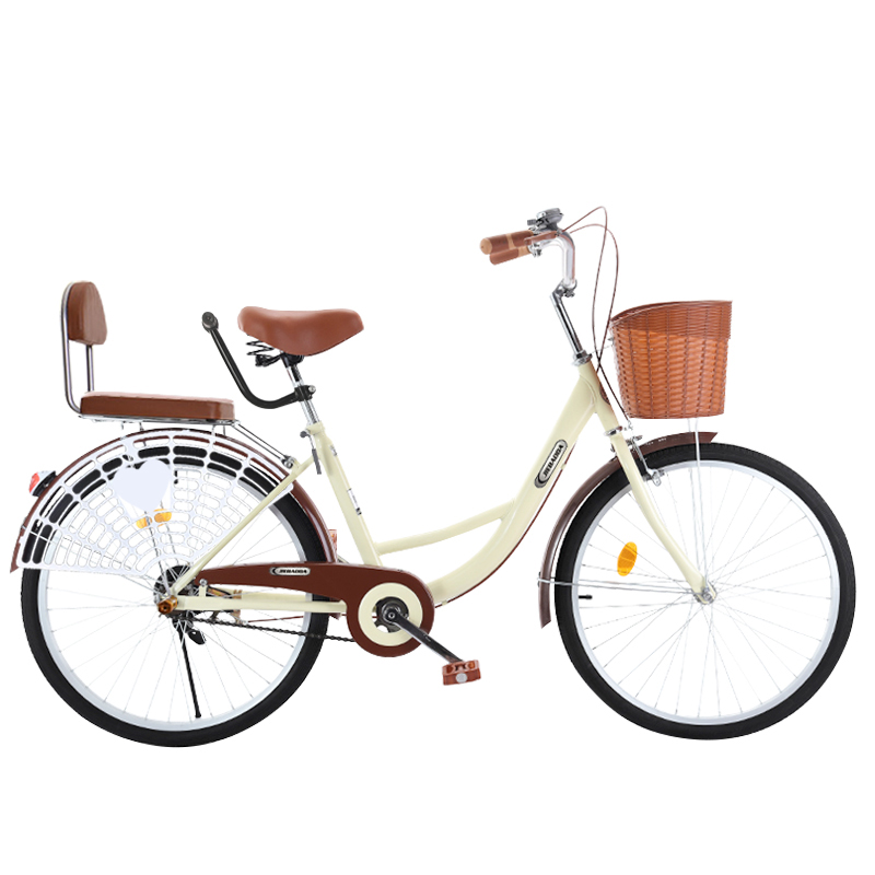 24寸26寸轻便通勤复古淑女男女士成人实心胎免打气自行车学生单车