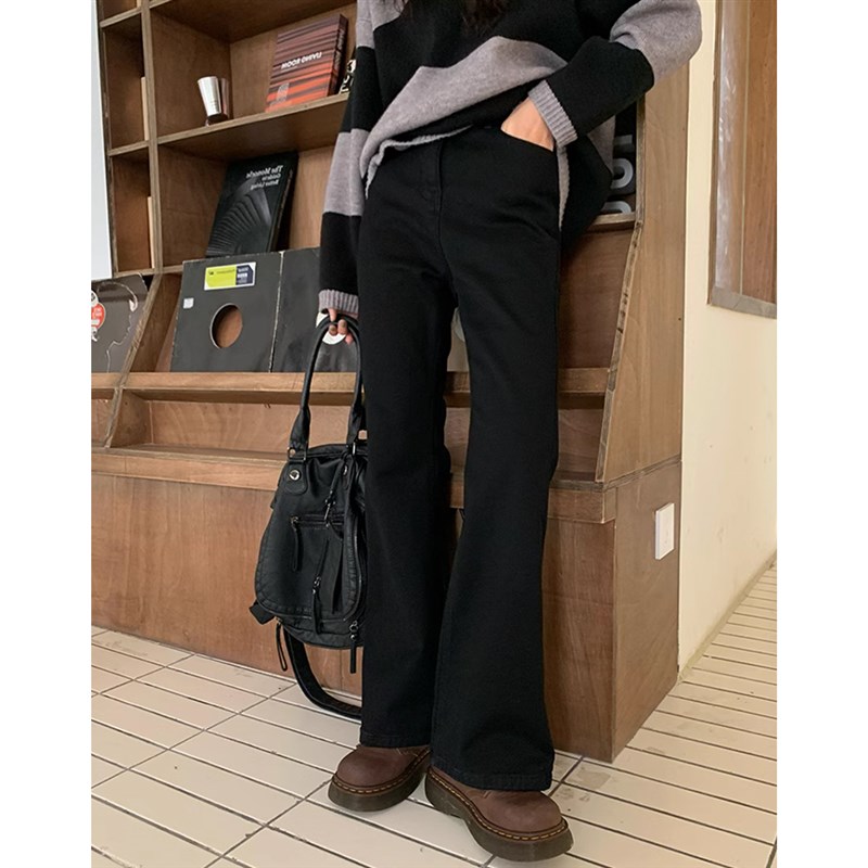 孕妇喇叭牛仔裤子秋季2024新款外穿显瘦打底裤秋冬加绒加厚拖地裤
