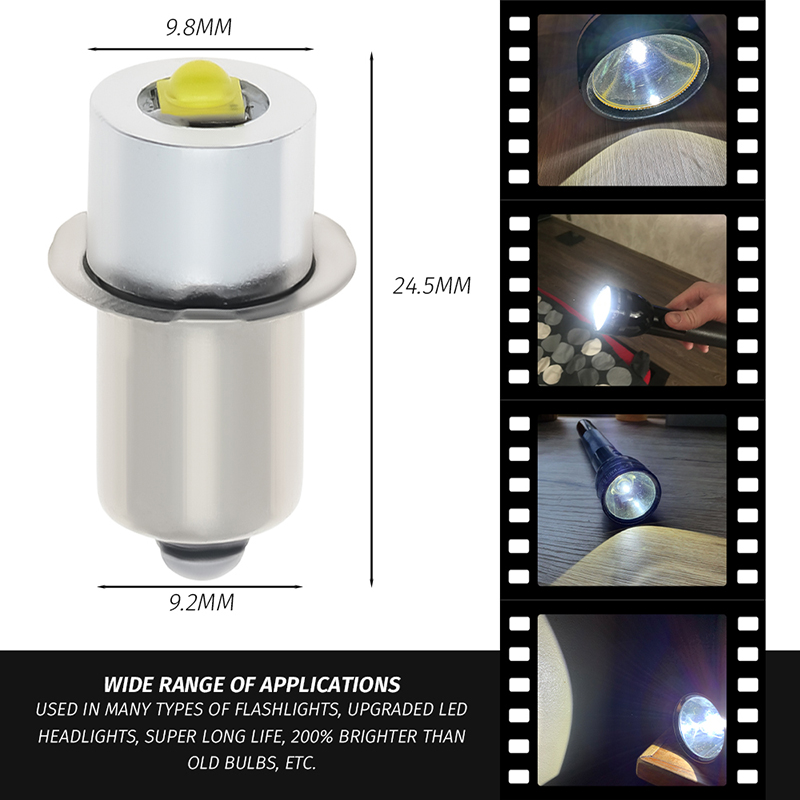 P13.5S接口LED手电筒灯泡e10螺口3W灯珠3V5v6v12v24V通用BA9S白黄