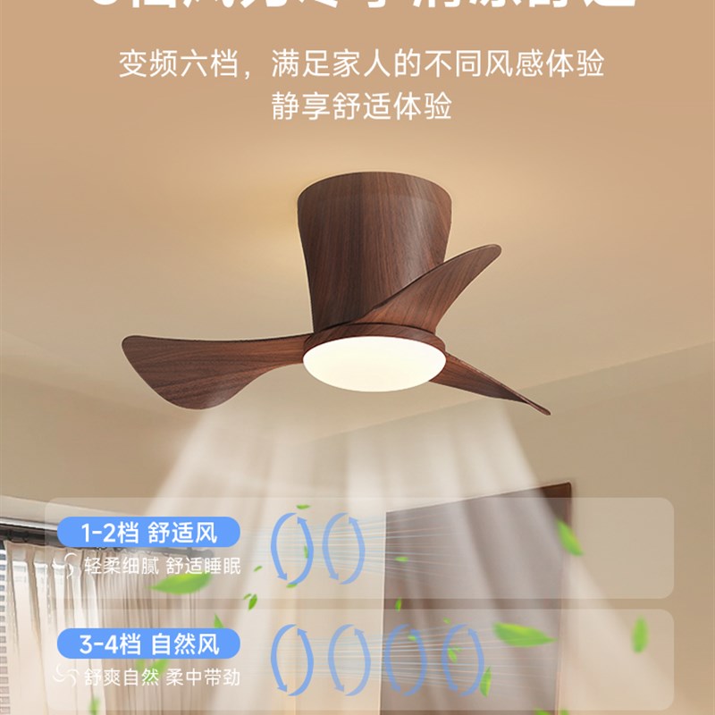 箭牌照明卧室风扇灯吸顶灯护眼胡桃木色新款简约覆古书房间电扇灯