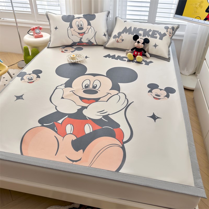 奥特曼冰丝凉席三件套卡通印花空调席夏季儿童可折叠软席子单双人