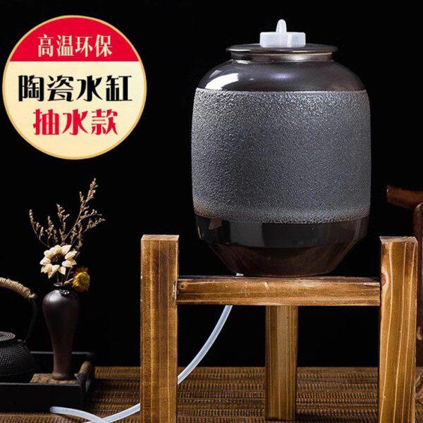 陶瓷水缸抽水款储水罐功夫茶具家用厨房存水桶净水壶10斤15斤30斤