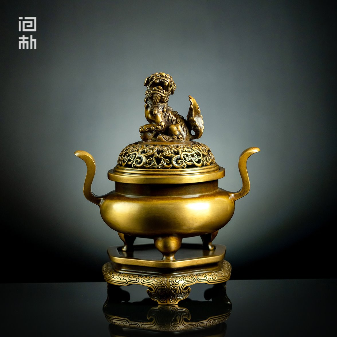 精品仿古宣德炉高端铜香炉带座朝冠耳熏炉供佛纯铜香熏炉文房摆件