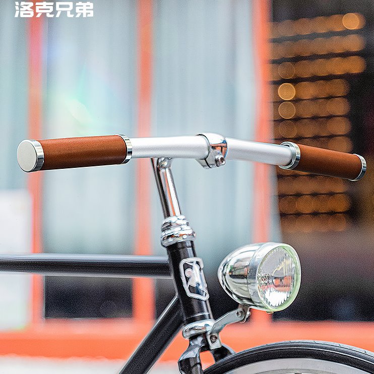 洛克兄弟牛皮自行车把套复古山地旅行折叠车握把副把单车骑行配件