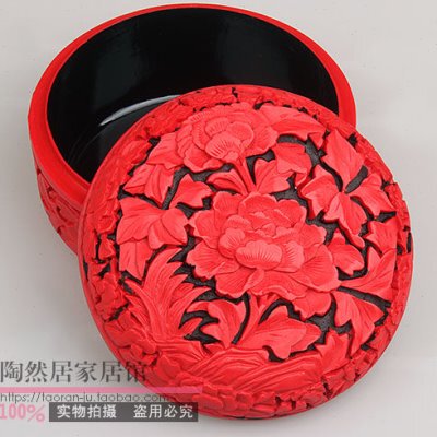 4.5寸大号中国特色工艺品雕漆工艺漆器首饰盒饰品盒雕漆首饰盒