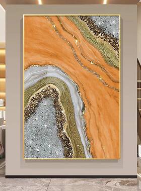 70YF大芬手绘油画入户玄关装饰画现代简约轻奢客厅抽象橙色过道挂