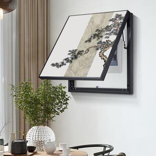 电表箱装饰画新中式松树挂画液压杆免打孔遮挡电闸开关箱过道壁画