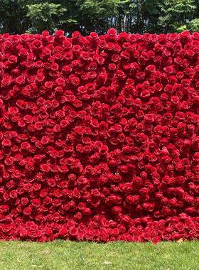 红花墙婚庆装饰背景红色玫瑰热卖款花墙网红商场橱窗5D花墙