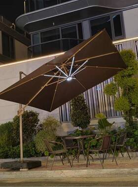 罗马伞户外庭院伞阳台公园露台摆摊露营led大型伞太阳能灯伞