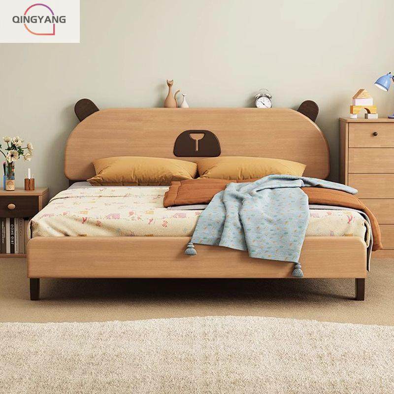 清洋北欧实木儿童床男孩女孩童卧室1.5m原木单人小床1m床现代简约