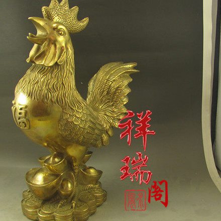 纯铜鸡摆件 铜公鸡 金鸡 生肖鸡 家居工艺品摆设 大号37CM