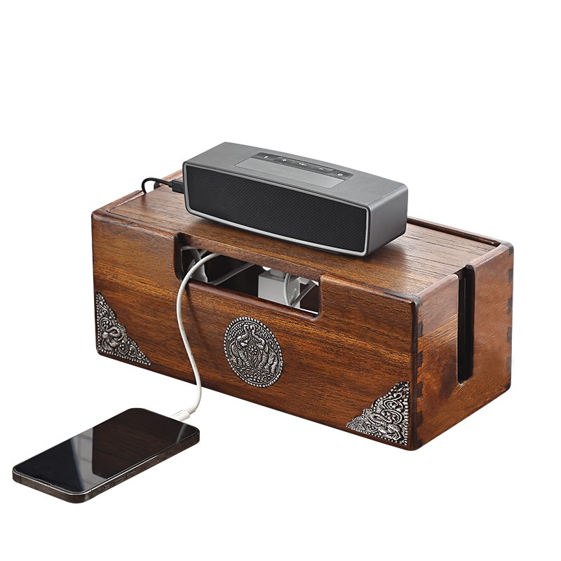 插线板收纳盒桌面电线整理线盒插排E插座电源线理线集线盒遮挡装