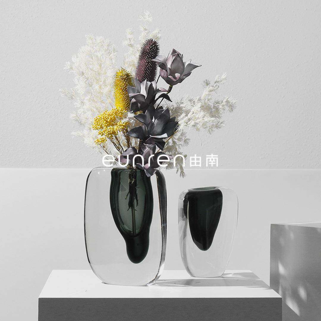 简约现代家具茶几玻璃插花器样板房间售楼处玄关电视柜花瓶摆件